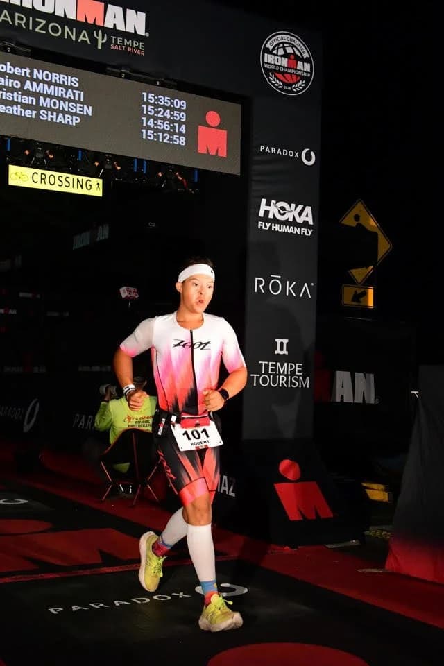 Robert Norris finishing IRONMAN Arizona