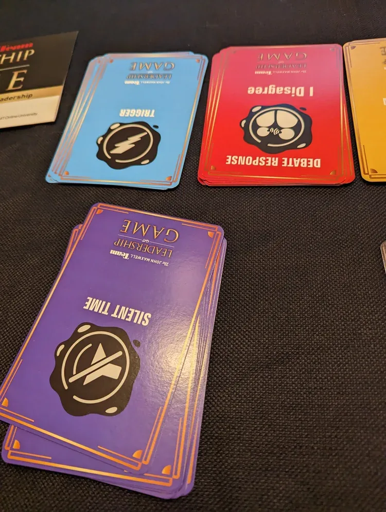 John Maxwell Leadership Game cards — Trigger, Debate Response and Silent Time decks